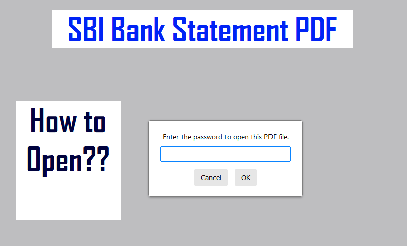 How To Open Sbi Statement Pdf Password